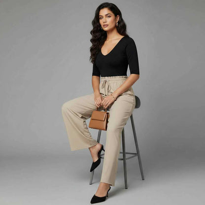 Elegant Linen Wide Leg Trousers for Women | Comfortable Fit