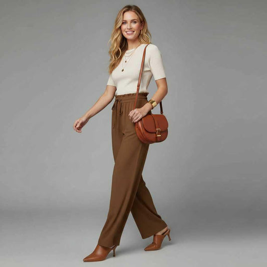 Elegant Linen Wide Leg Trousers for Women | Comfortable Fit