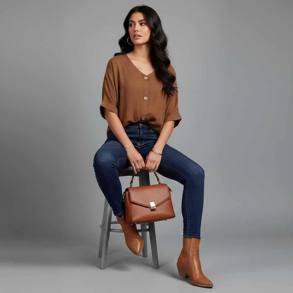 Elegant V-Neck Blouse | Women's Long Sleeve Tops