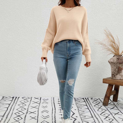 Crew Neck Sweater | Womens Loose Fit Knit | Long Sleeve Casual Winter Pullover | Nova Muse