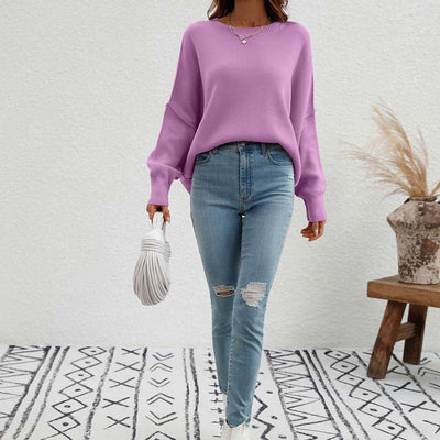 Crew Neck Sweater | Womens Loose Fit Knit | Long Sleeve Casual Winter Pullover | Nova Muse