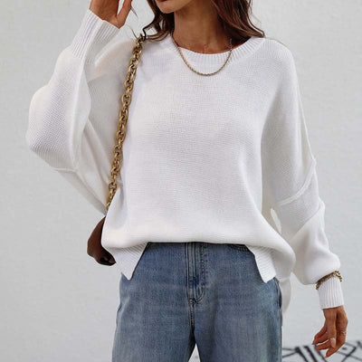 Crew Neck Sweater | Womens Loose Fit Knit | Long Sleeve Casual Winter Pullover | Nova Muse