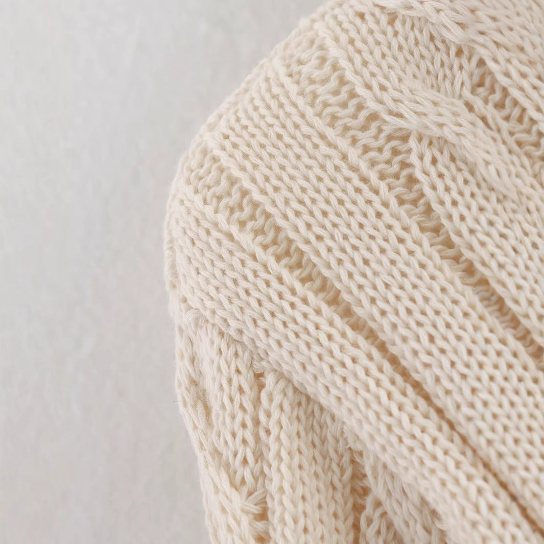 Cable Knit Sweater | Womens Shawl Collar Knit | Stripe Trim Long Sleeve Winterwear | Nova Muse