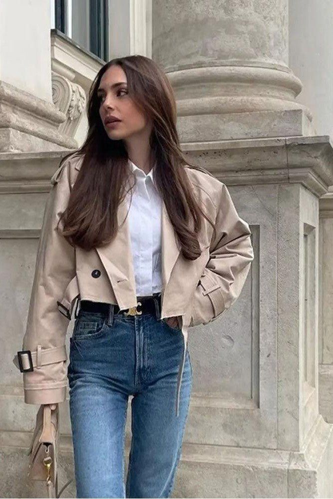 Women's Short Trench Coat | Women | LShort Trench Coat | Women | Lightweight Fabric Blend | Double Breasted Outerwear | Nova Museightweight Fabric Blend | Double-Breasted | Steven & Levon