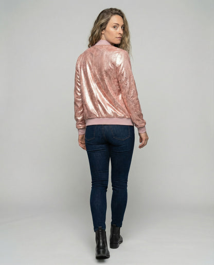 Shiny Bomber Jacket | Women | Zip Front | Lightweight Outerwear | Nova Muse
