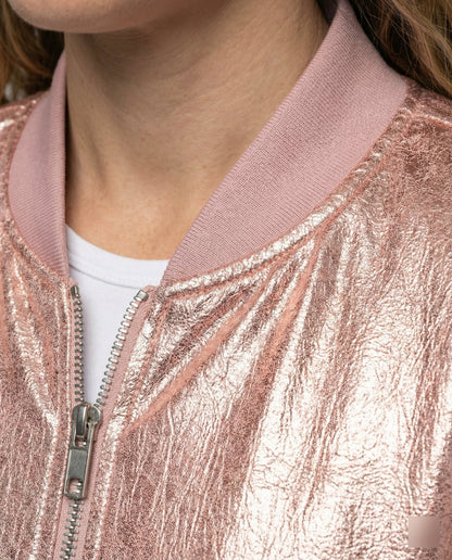 Shiny Bomber Jacket | Women | Zip Front | Lightweight Outerwear | Nova Muse