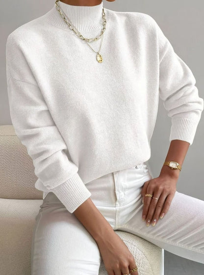 Ribbed Roll Neck Sweater | Womens Relaxed Fit Knit | Long Sleeve Winter Pullover | Nova Muse