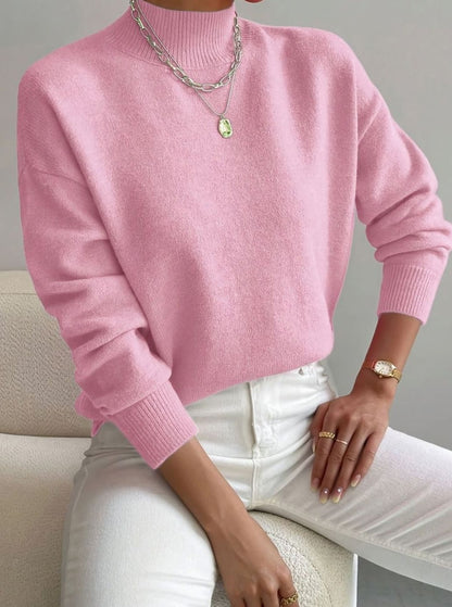 Ribbed Roll Neck Sweater | Womens Relaxed Fit Knit | Long Sleeve Winter Pullover | Nova Muse