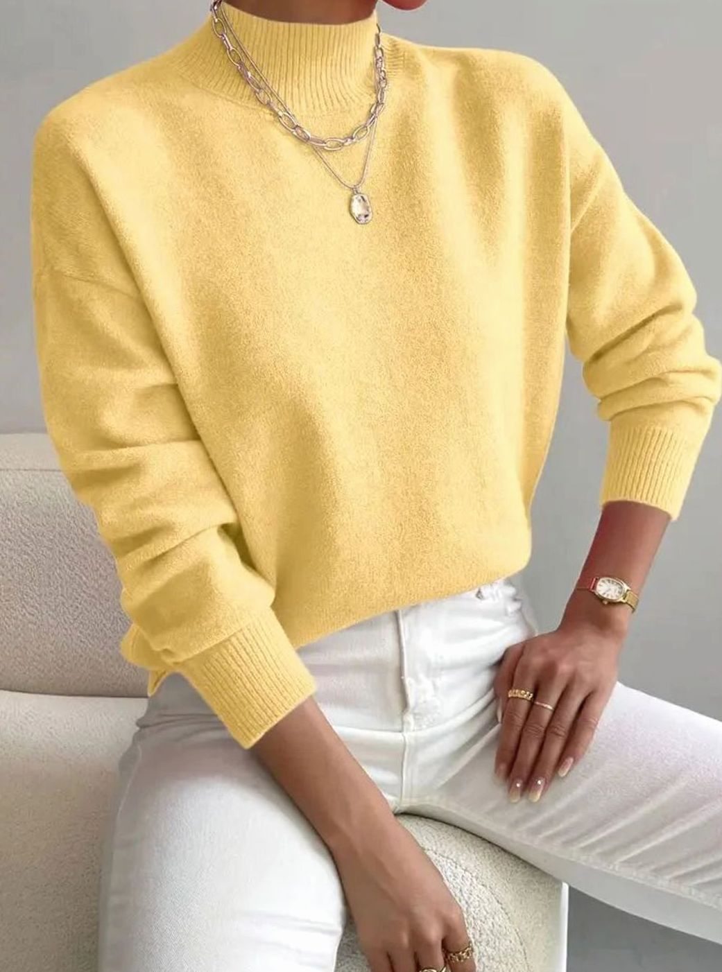 Ribbed Roll Neck Sweater | Womens Relaxed Fit Knit | Long Sleeve Winter Pullover | Nova Muse