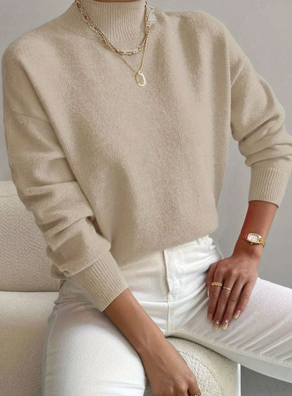 Ribbed Roll Neck Sweater | Womens Relaxed Fit Knit | Long Sleeve Winter Pullover | Nova Muse