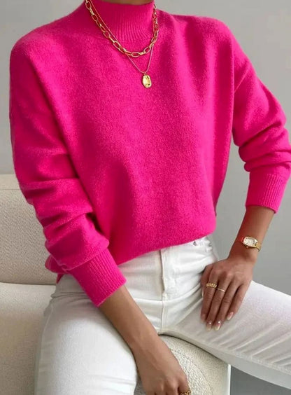 Ribbed Roll Neck Sweater | Womens Relaxed Fit Knit | Long Sleeve Winter Pullover | Nova Muse