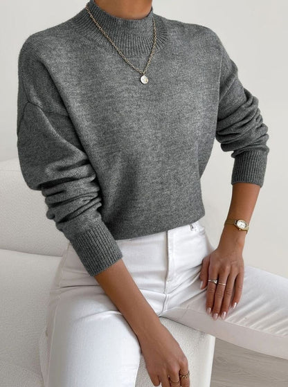 Ribbed Roll Neck Sweater | Womens Relaxed Fit Knit | Long Sleeve Winter Pullover | Nova Muse