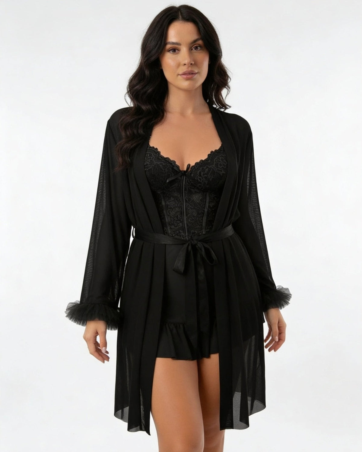 Lace Chemise & Robe Set | Women | Sheer Lingerie | Elegant Nightwear Set | Nova Muse