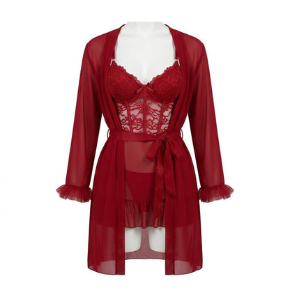 Lace Chemise & Robe Set | Women | Sheer Lingerie | Elegant Nightwear Set | Nova Muse