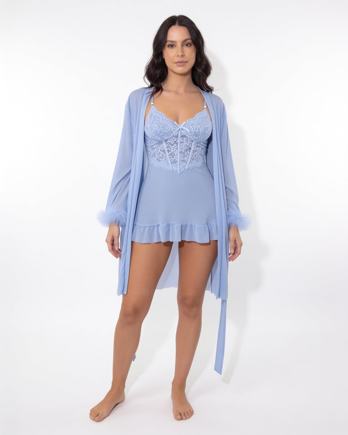 Lace Chemise & Robe Set | Women | Sheer Lingerie | Elegant Nightwear Set | Nova Muse
