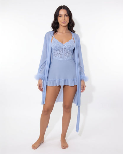 Lace Chemise & Robe Set | Women | Sheer Lingerie | Elegant Nightwear Set | Nova Muse