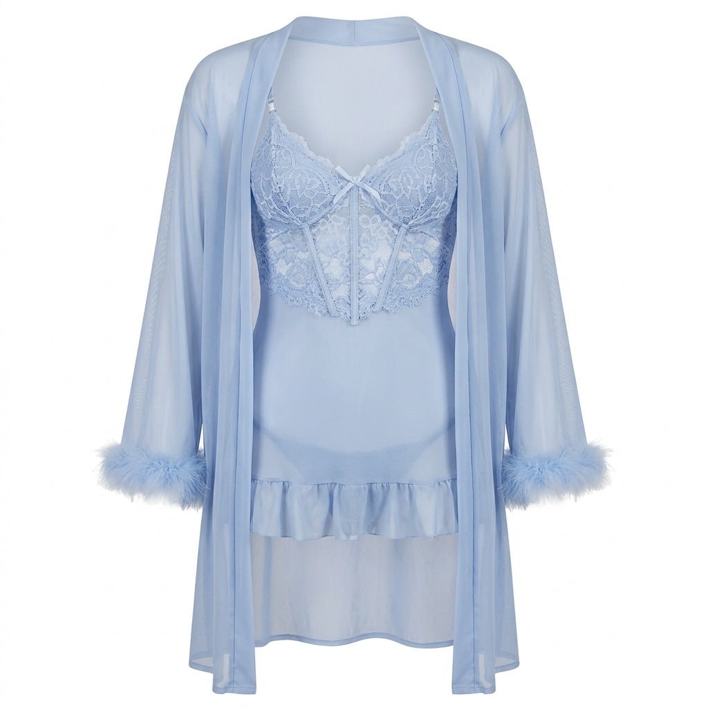 Lace Chemise & Robe Set | Women | Sheer Lingerie | Elegant Nightwear Set | Nova Muse