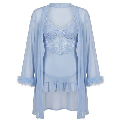 Lace Chemise & Robe Set | Women | Sheer Lingerie | Elegant Nightwear Set | Nova Muse