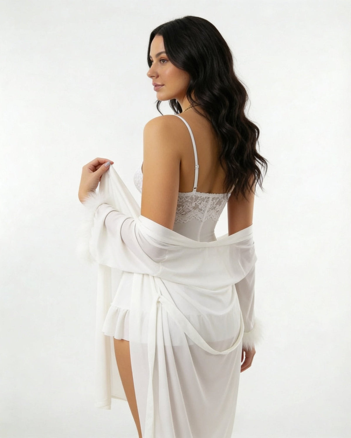 Lace Chemise & Robe Set | Women | Sheer Lingerie | Elegant Nightwear Set | Nova Muse