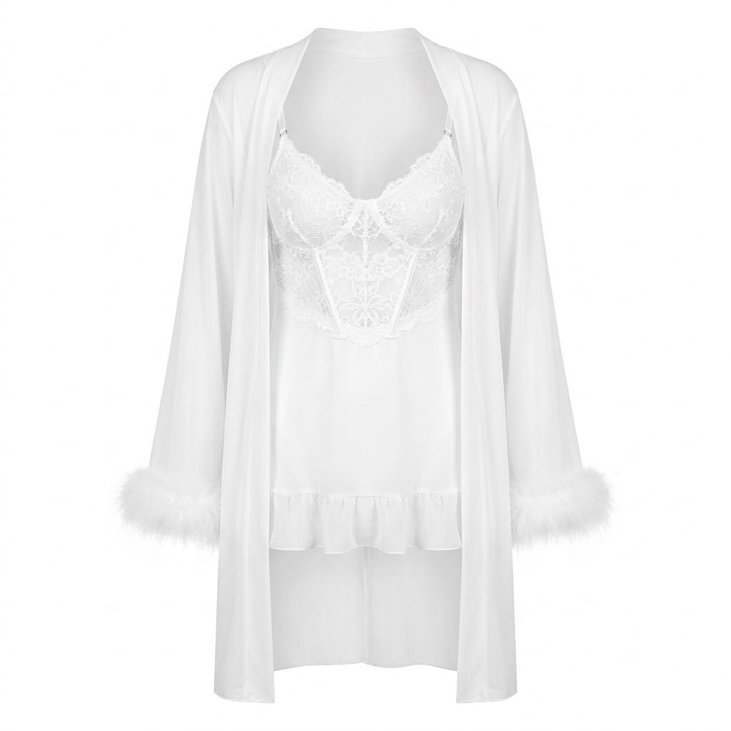 Lace Chemise & Robe Set | Women | Sheer Lingerie | Elegant Nightwear Set | Nova Muse