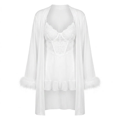 Lace Chemise & Robe Set | Women | Sheer Lingerie | Elegant Nightwear Set | Nova Muse