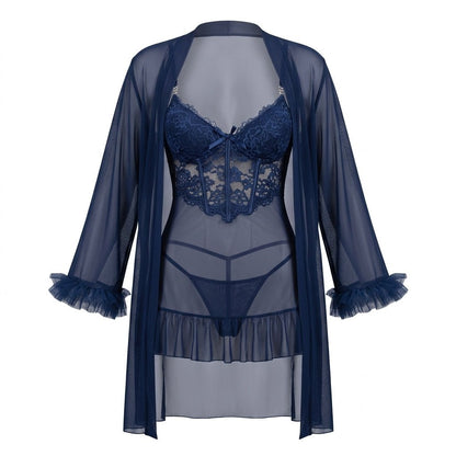 Lace Chemise & Robe Set | Women | Sheer Lingerie | Elegant Nightwear Set | Nova Muse