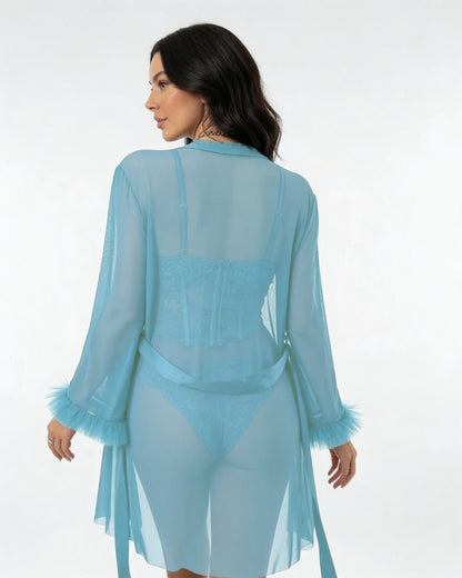 Lace Chemise & Robe Set | Women | Sheer Lingerie | Elegant Nightwear Set | Nova Muse