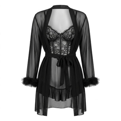 Lace Chemise & Robe Set | Women | Sheer Lingerie | Elegant Nightwear Set | Nova Muse