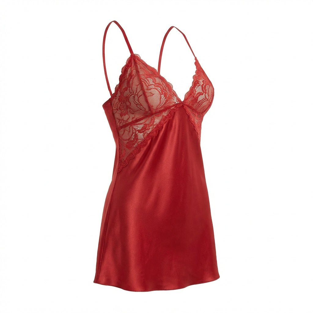 Lace Trim Chemise | Cross Back Straps | Sheer Lingerie Nightdress | Nova Muse