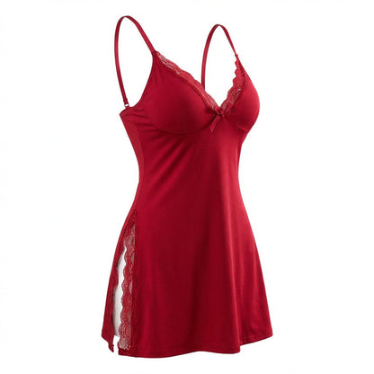 Lace Trim Chemise | Women | High Side Slits | Lingerie Nightdress | Elegant Sleepwear | Nova Muse