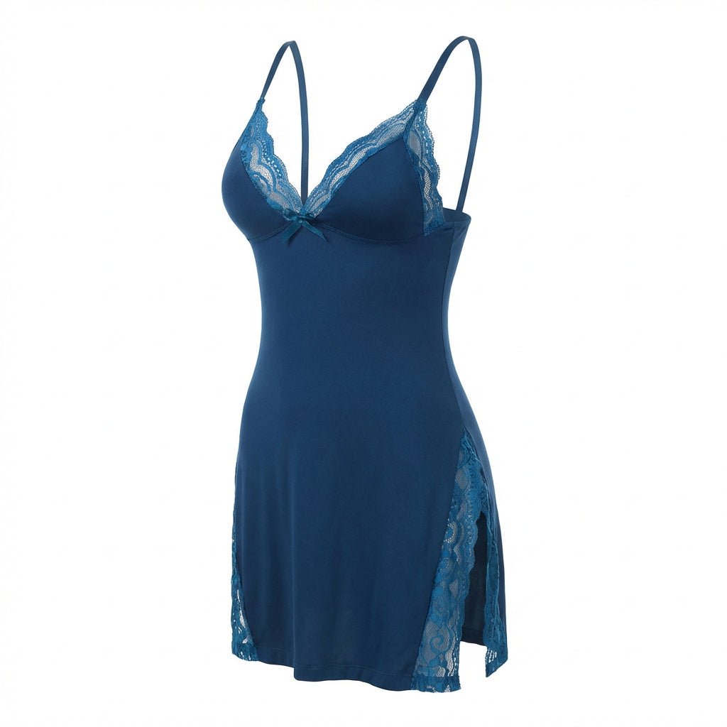 Lace Trim Chemise | Women | High Side Slits | Lingerie Nightdress | Elegant Sleepwear | Nova Muse