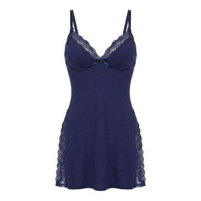 Lace Trim Chemise | Women | High Side Slits | Lingerie Nightdress | Elegant Sleepwear | Nova Muse