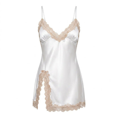 Lace Trim Chemise | Women | Open Back | Soft Lingerie Nightdress | Elegant Sleepwear | Nova Muse
