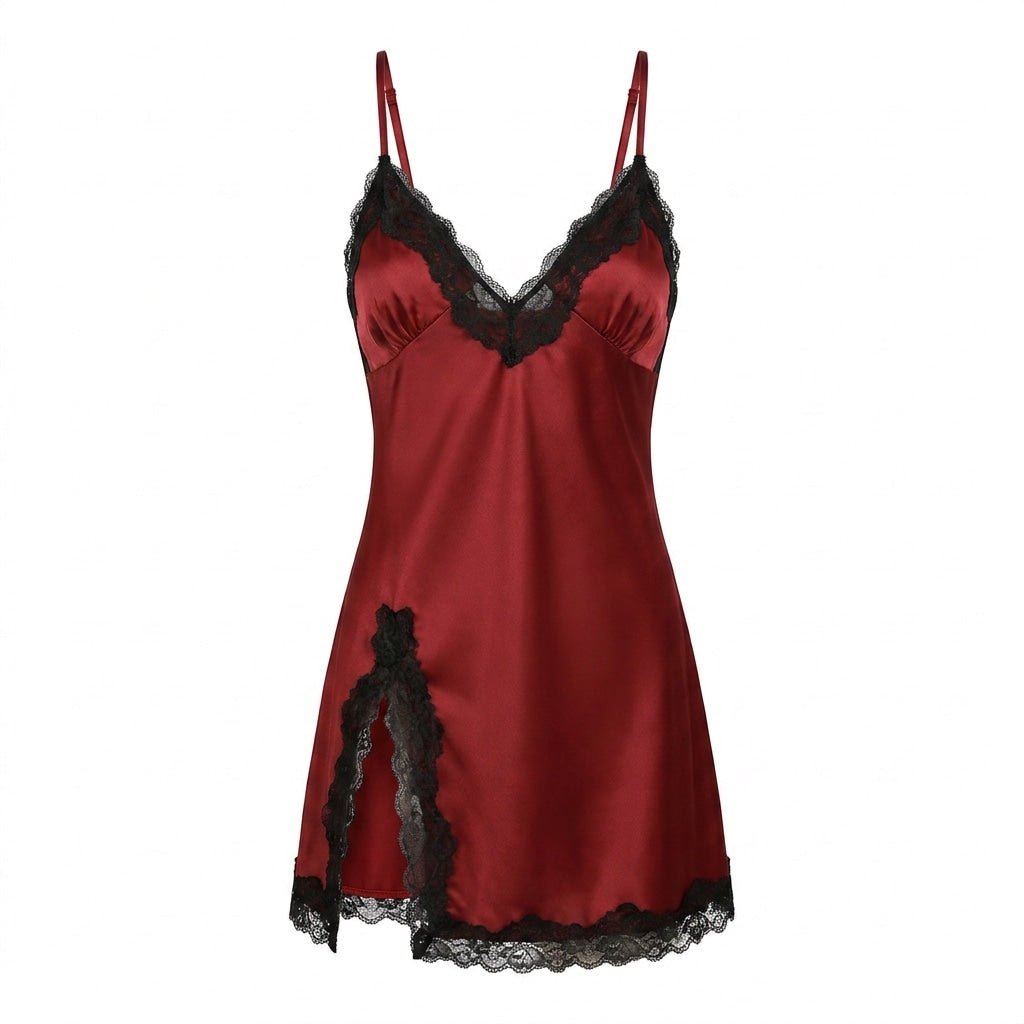 Lace Trim Chemise | Women | Open Back | Soft Lingerie Nightdress | Elegant Sleepwear | Nova Muse