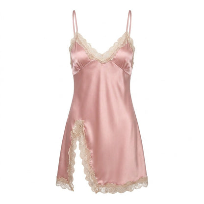 Lace Trim Chemise | Women | Open Back | Soft Lingerie Nightdress | Elegant Sleepwear | Nova Muse
