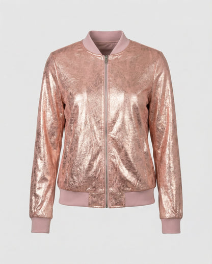 Shiny Bomber Jacket | Women | Zip Front | Lightweight Outerwear | Nova Muse