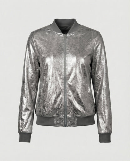 Shiny Bomber Jacket | Women | Zip Front | Lightweight Outerwear | Nova Muse