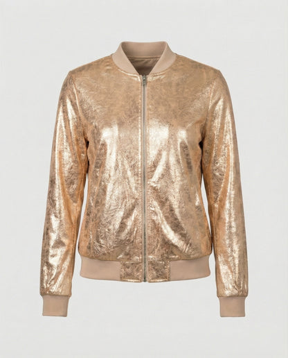 Shiny Bomber Jacket | Women | Zip Front | Lightweight Outerwear | Nova Muse
