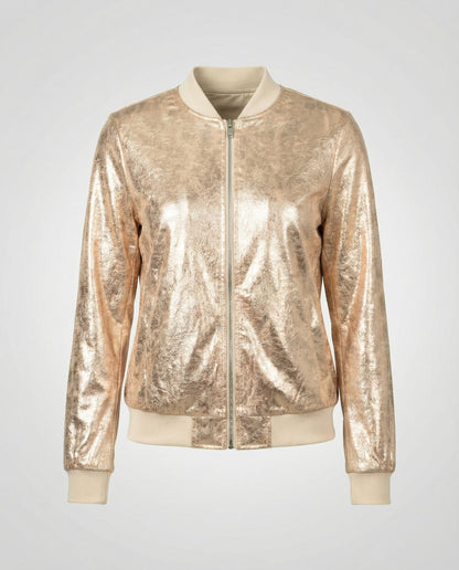 Shiny Bomber Jacket | Women | Zip Front | Lightweight Outerwear | Nova Muse