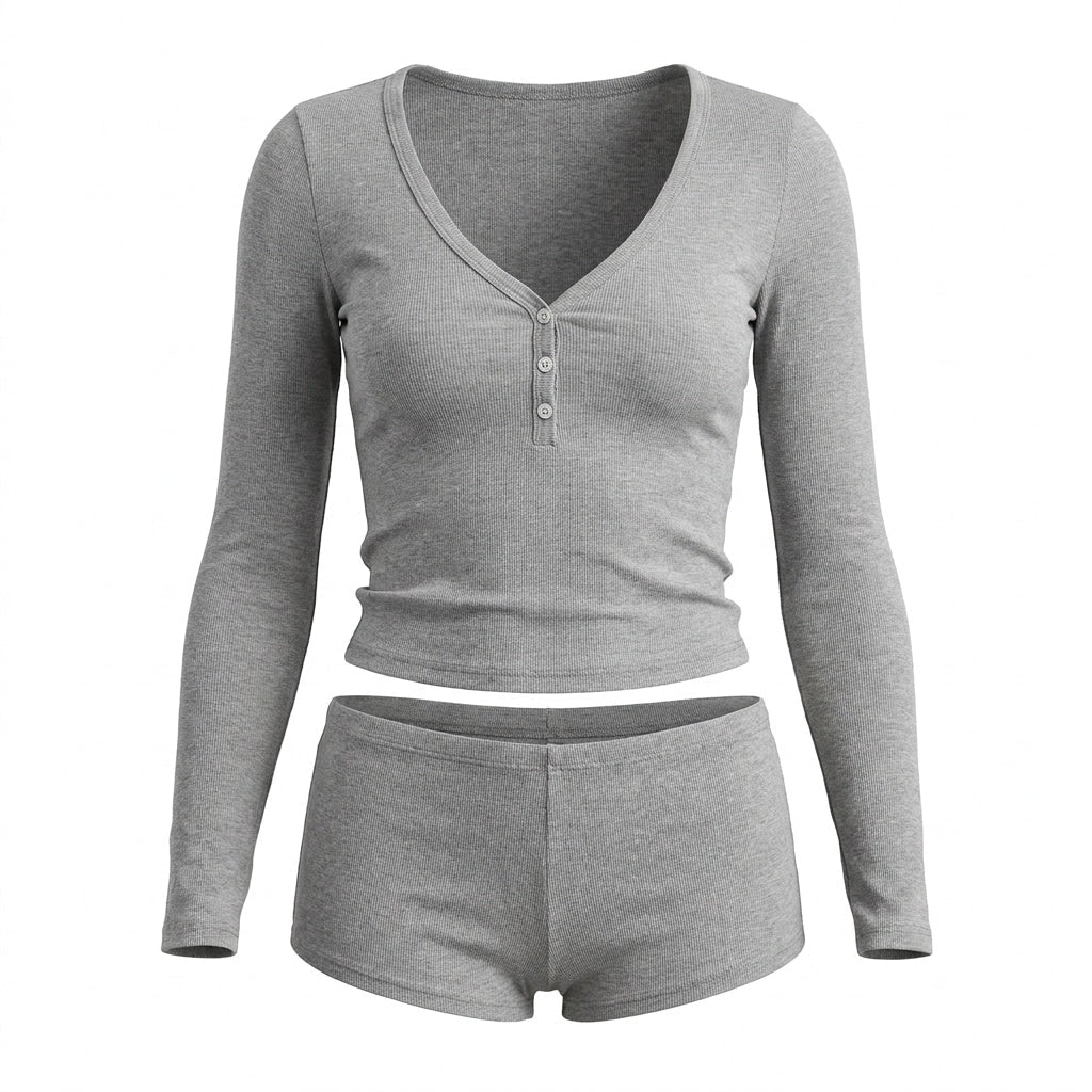 Ribbed Pyjama Set | Women | Soft Ribbed Fabric | Cami & Shorts | Lounge Sleepwear | Nova Muse