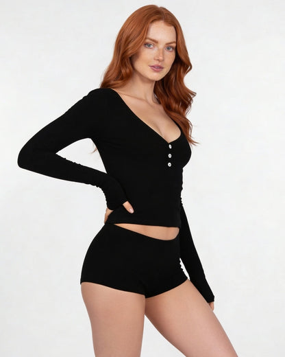 Ribbed Pyjama Set | Women | Soft Ribbed Fabric | Cami & Shorts | Lounge Sleepwear | Nova Muse
