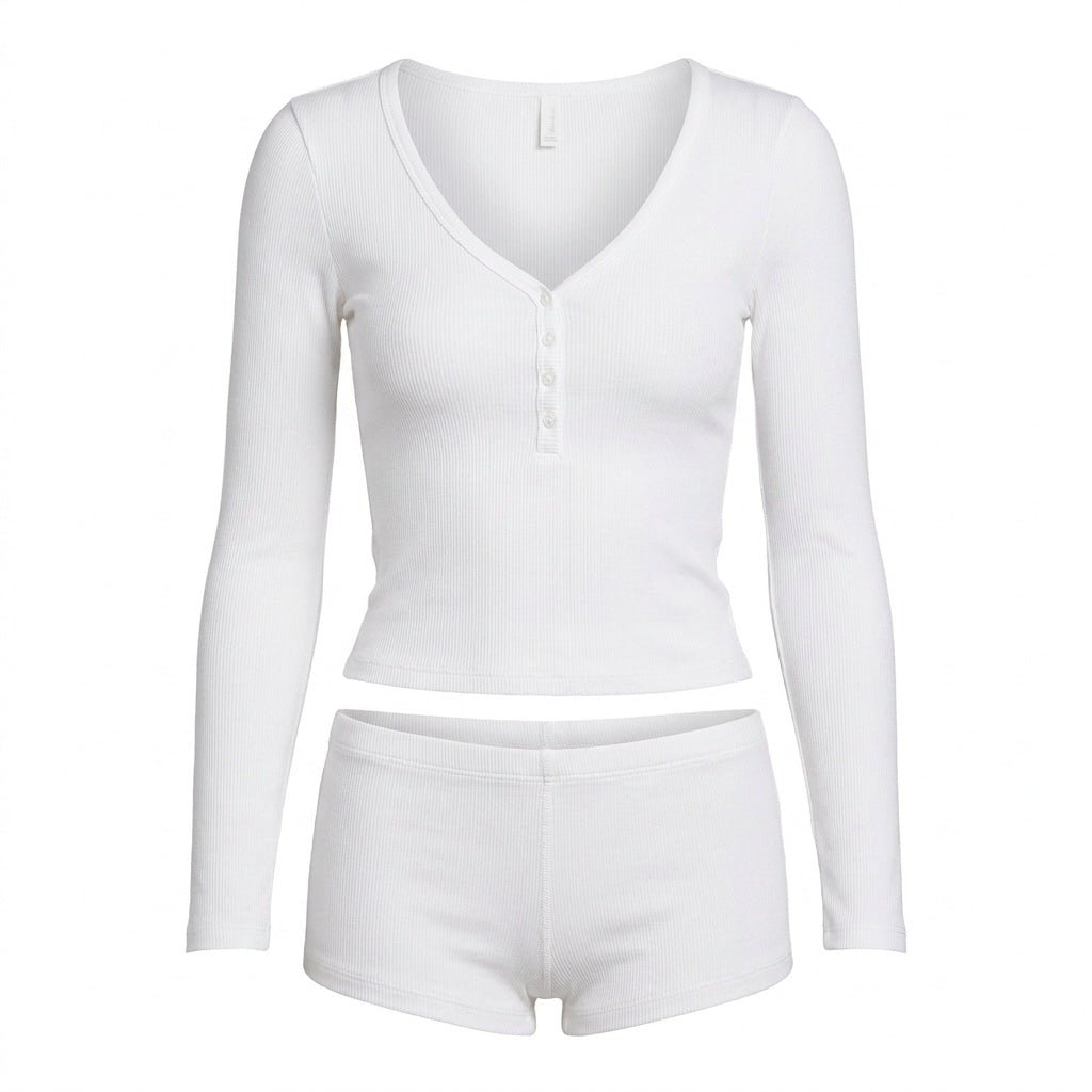Ribbed Pyjama Set | Women | Soft Ribbed Fabric | Cami & Shorts | Lounge Sleepwear | Nova Muse