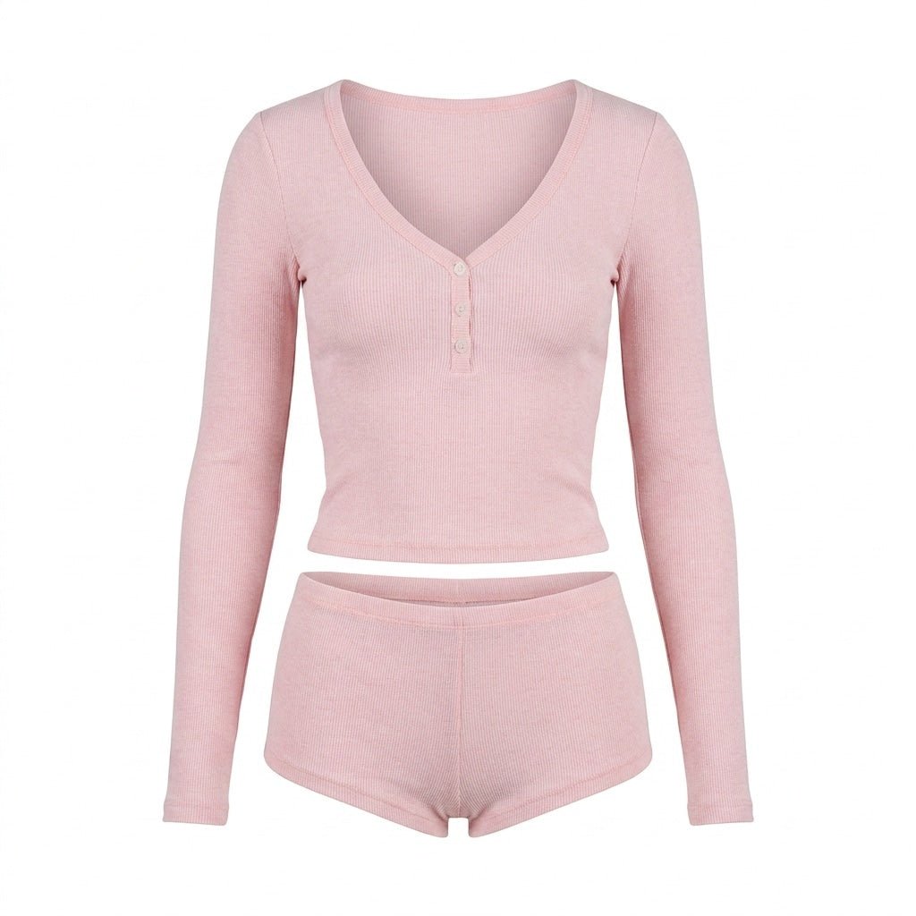 Ribbed Pyjama Set | Women | Soft Ribbed Fabric | Cami & Shorts | Lounge Sleepwear | Nova Muse