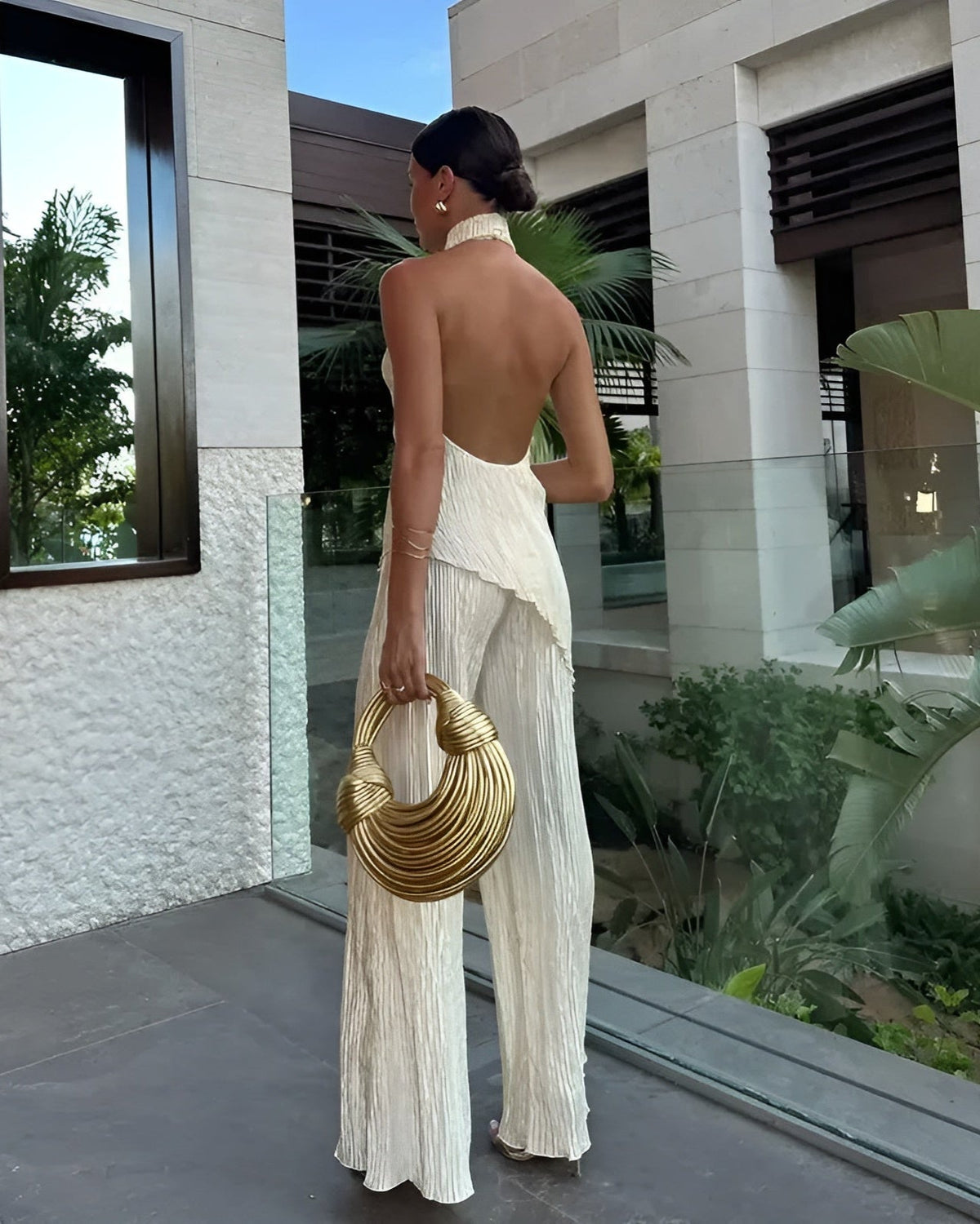 Women's Plissé Jumpsuit | Halter Neck | Backless Elegant Style | Nova Muse
