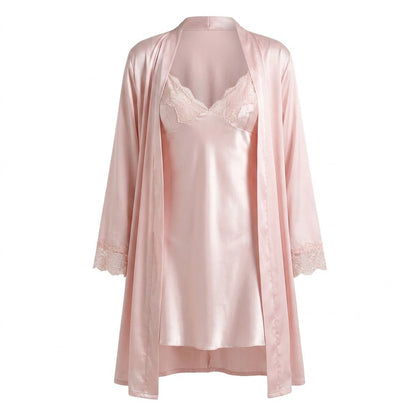 Satin Lace Trim Chemise | Side Slit Nightdress | Elegant Lingerie | Nova Muse