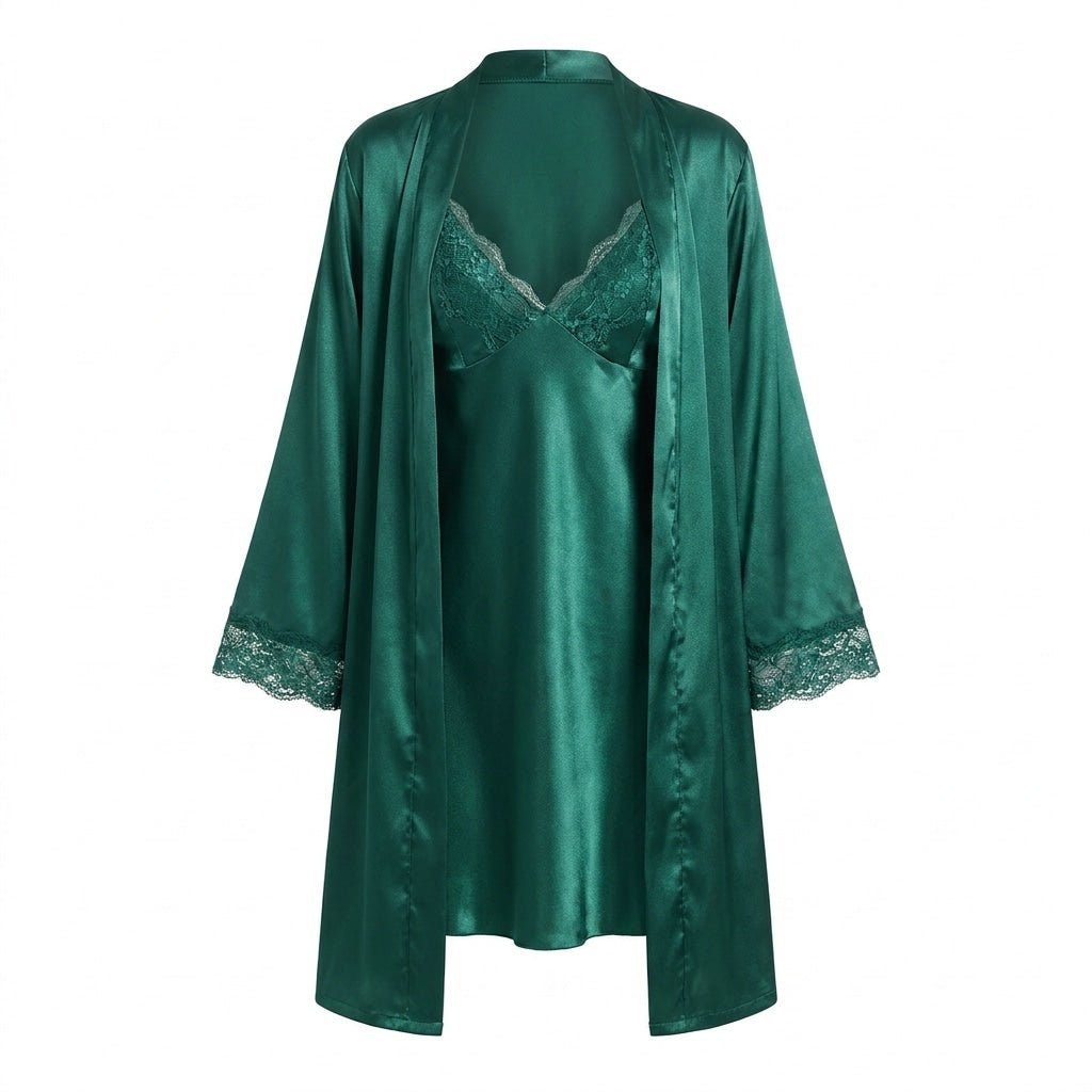 Satin Lace Trim Chemise | Side Slit Nightdress | Elegant Lingerie | Nova Muse