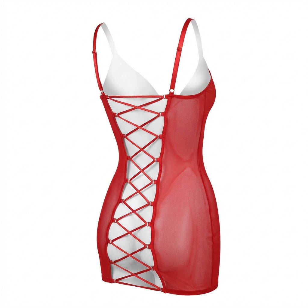 See Through Mesh Chemise | Thong Set | Sheer Lingerie Nightdress | Nova Muse