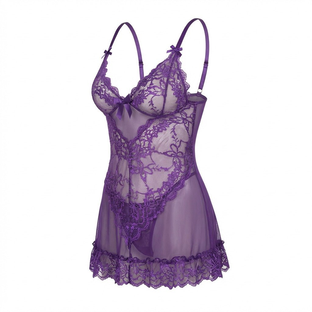 Sheer Mesh Lace Chemise | Women | G-String Set | Lingerie Nightdress | Nova Muse