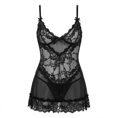 Sheer Mesh Lace Chemise | Women | G-String Set | Lingerie Nightdress | Nova Muse