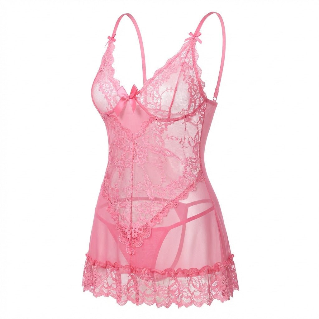 Sheer Mesh Lace Chemise | Women | G-String Set | Lingerie Nightdress | Nova Muse